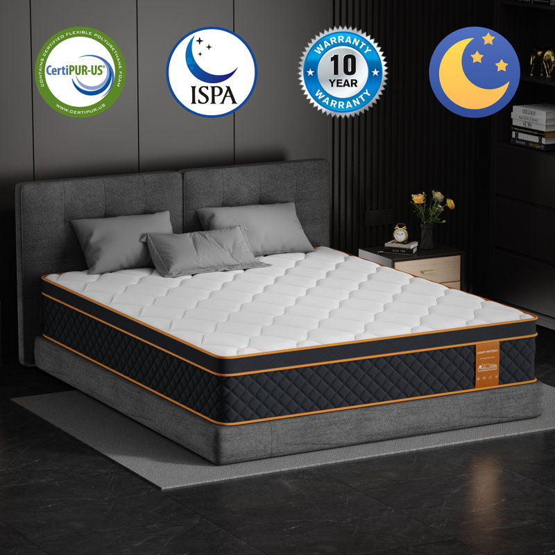 10-Inch/12-Inch/Medium Firm Cooling Gel Memory Foam Blend Mattress, Boxed, With Certipur-Us Certification., Full, 12"