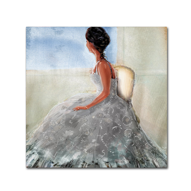 Lady in the Window Blue Dress Canvas Art, 24" x 24"