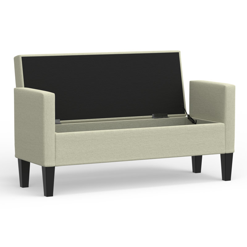 Banc de rangement à couvercle rabattable rembourré, Beige, H 24 po x l 51,77 po x P 17,8 po