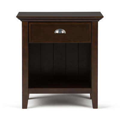 Acadian 24"W Solid Wood Transitional Nightstand with 1 Drawer, Open Storage and Brushed Nickel Hardware