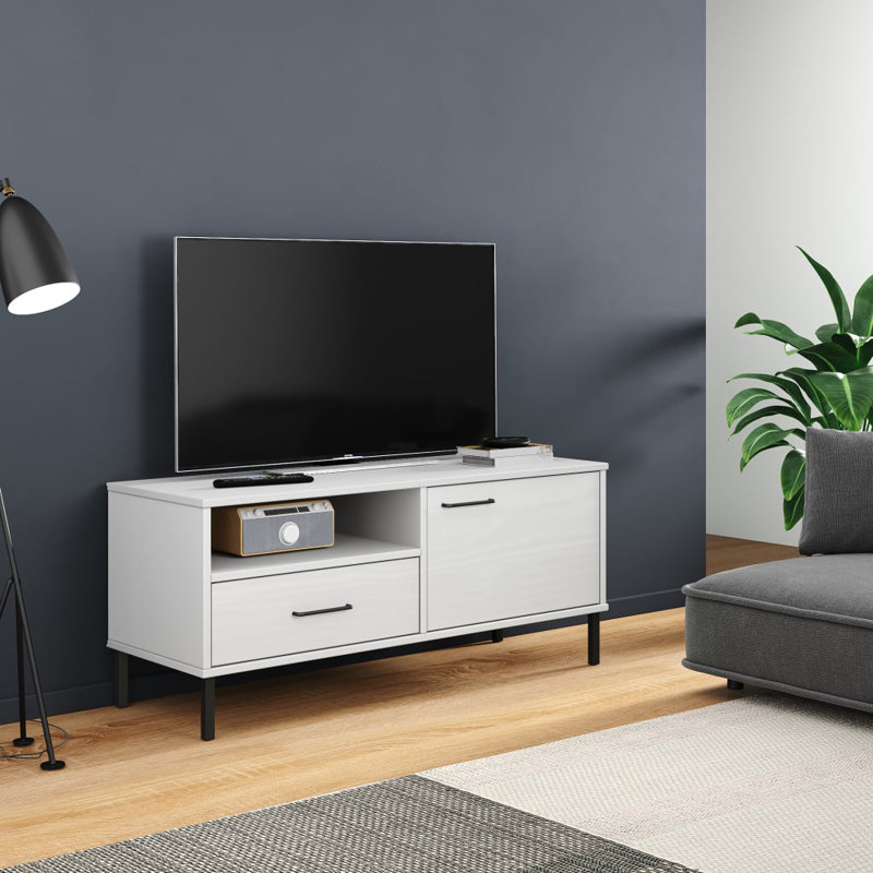 Meuble télé en bois massif pour téléviseur de 48 po ou moins Dansk, Blanc