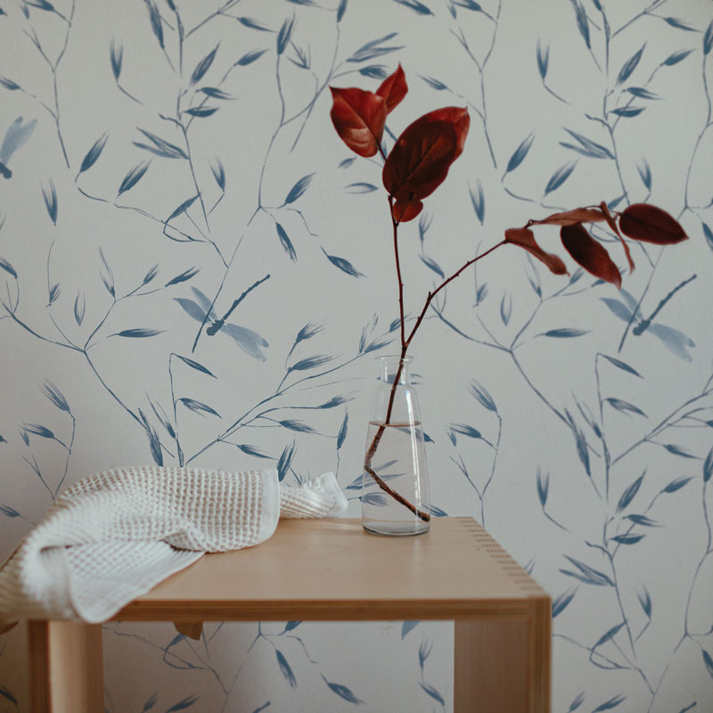Papier peint adhésif libellule, Bleu français