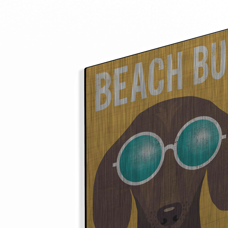 Trinx «Beach Dachshund I» par Michael Mullan, art mural en métal, H 16 po x l 12 po