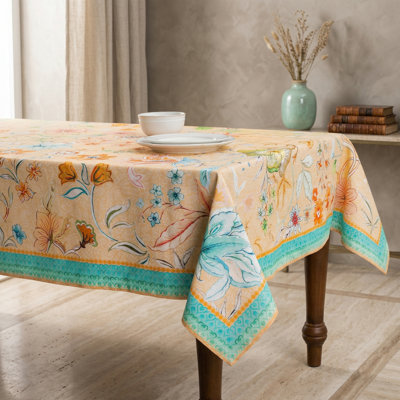 100% Cotton Rectangle Tablecloth 60 X 108 Inches, Reusable Decorative Table Cover For Dining & Kitchen, Farmhouse Style Home Decor, Perfect For Easter, Spring & Summer – Luxury Loft Peach