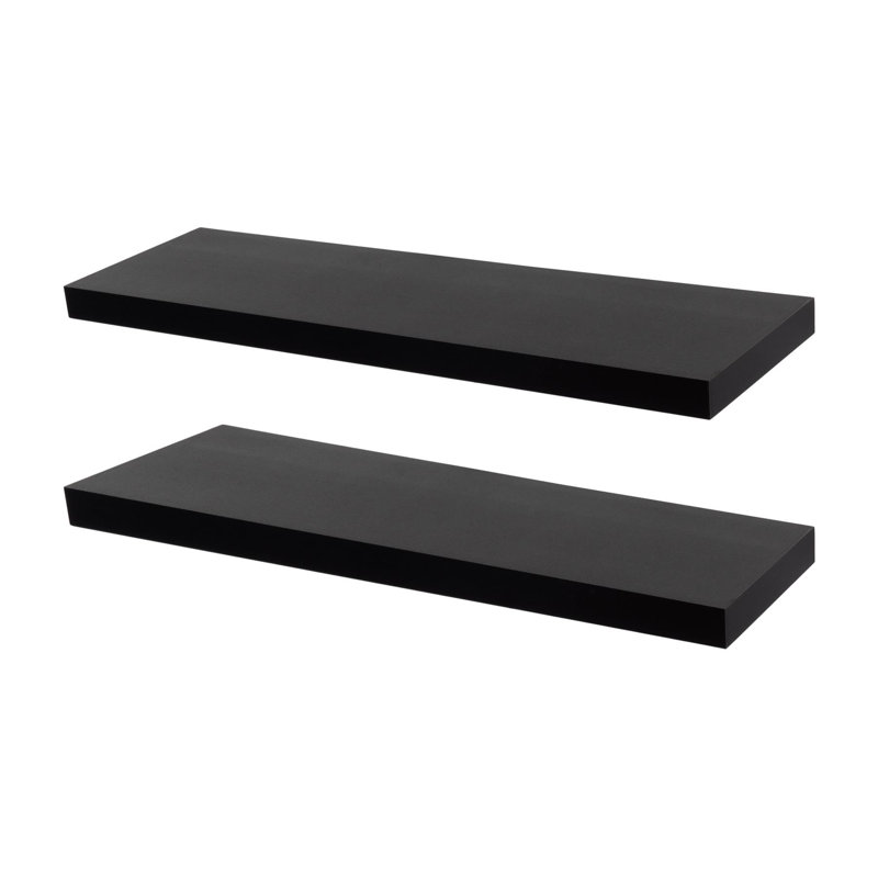 Harbour Housewares - Modern Floating Wall Shelves, Black, 4cm H x 80cm W x 23.5cm D