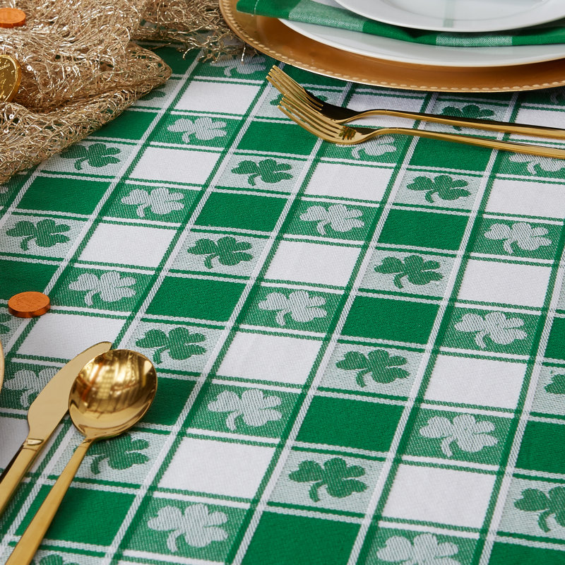 Poche Woven Shamrock Tablecloth, 52" L x 52" W