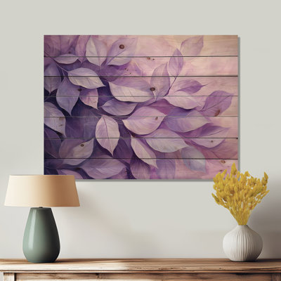 Lilac Leaves Canopy Of The Forest III - Leaves Wood Wall Decor - On Natural Pine Wood