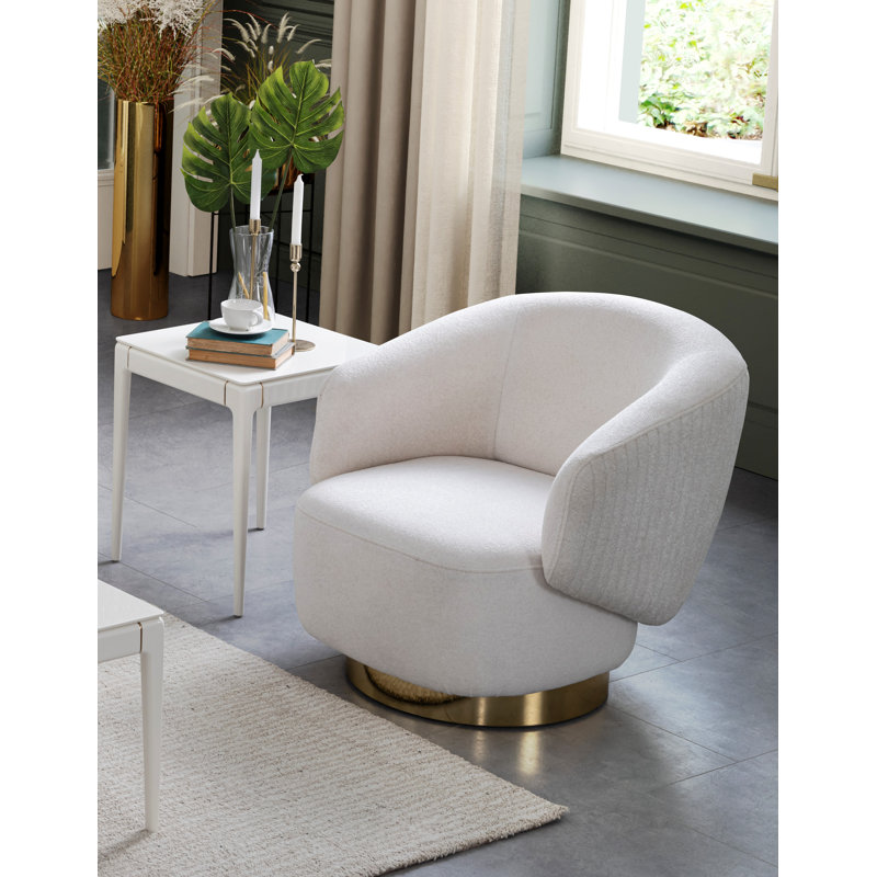 Iudistira Upholstered Swivel Armchair, White