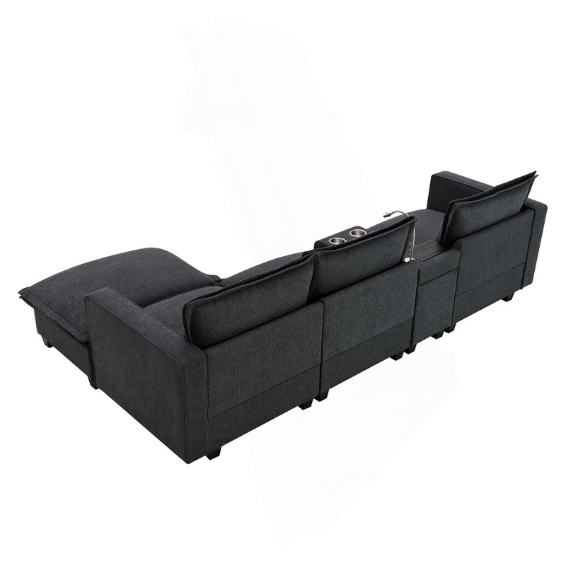 Canapé modulaire 109 "57" avec console Cloud, Chenille grise foncée