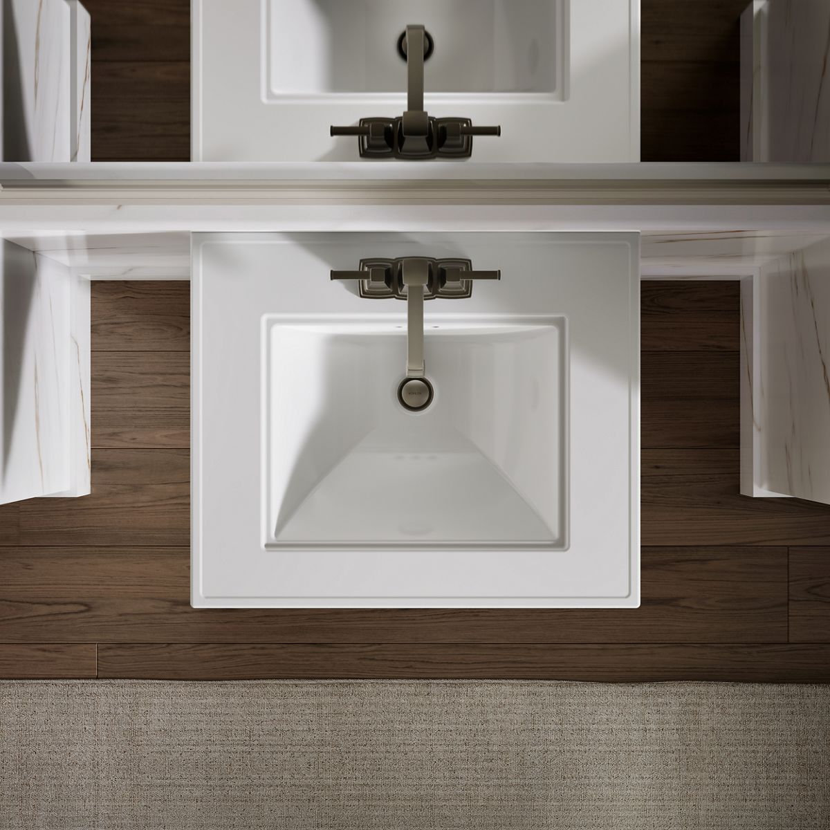 Memoirs Stately Pedestal Bathroom Sink with Faucet Holes, White, 4" Centers, 34.75" H x 20.5" W x 24.5" L