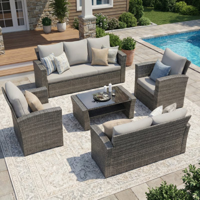 7-Person Wicker Patio Furniture Set With Cushions