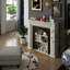 Solid Wood Birch cream and black Fake Fireplace Entrance Cabinet