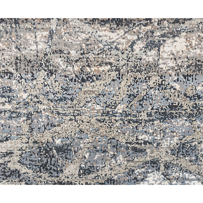 Handmade Silk and Wool Abstract Area Rug, Rectangle 8' x 10'