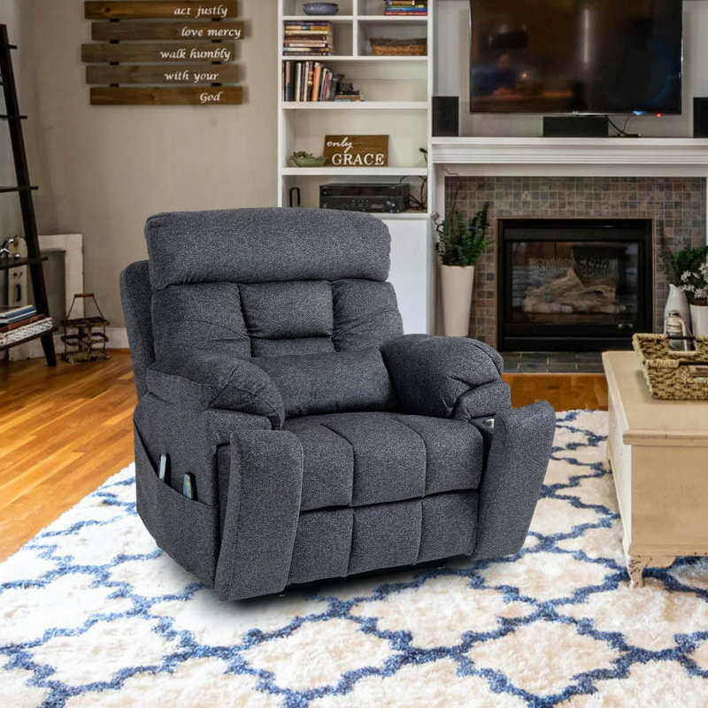 Muli 41.00 W 4 Large Power Motors Recliner with Lift Assist,Cup Holders, Gray