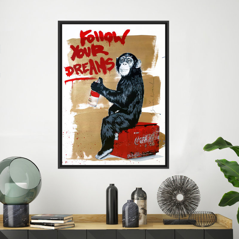 «Banksy Monkey Graffiti», reproduction d'art sur toile, décor de rue moderne 1P, 114,2 po H x 63,1 po l