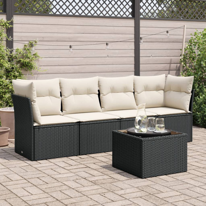 Ensemble de canapé de jardin Vidaxl noir, blanc crème