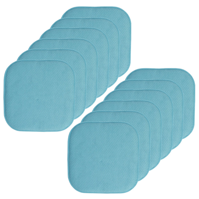 Honeycomb Non-Slip Indoor Chair Cushions, Teal, 12-Pack