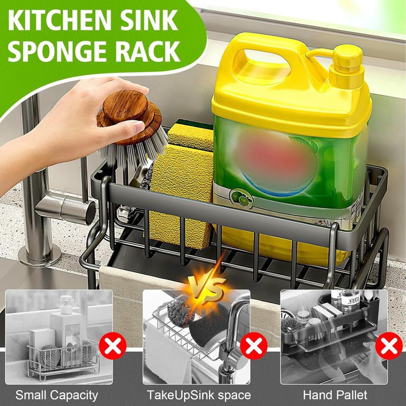 Serviteur d'évier en acier inoxydable antirouille avec plateau de vidange automatique pour comptoir de cuisine