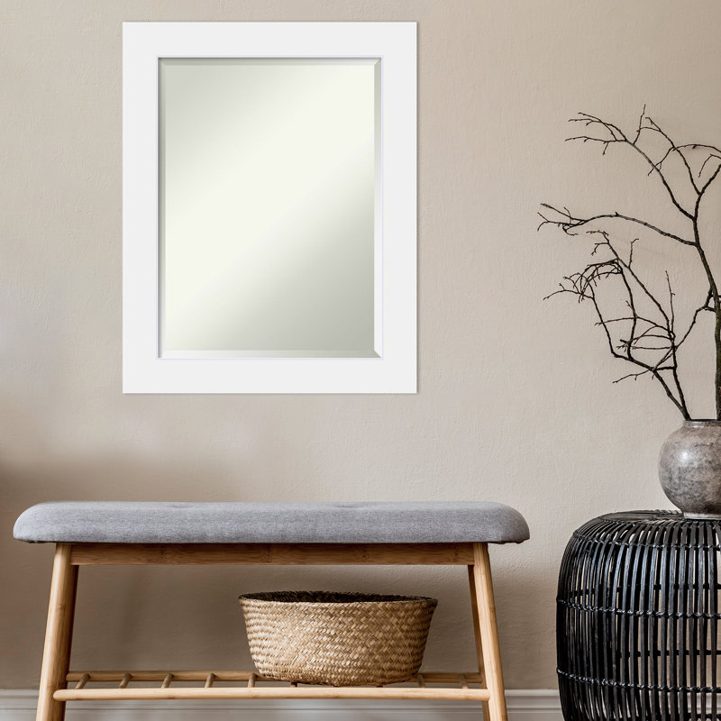 Demoss Solid Wood Flat Mirror, 29.1" x 41.13", White Framed, White