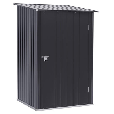 Galvanized Metal Outdoor Storage Shed: A Utility Garden Tool House with a Lockable Door
