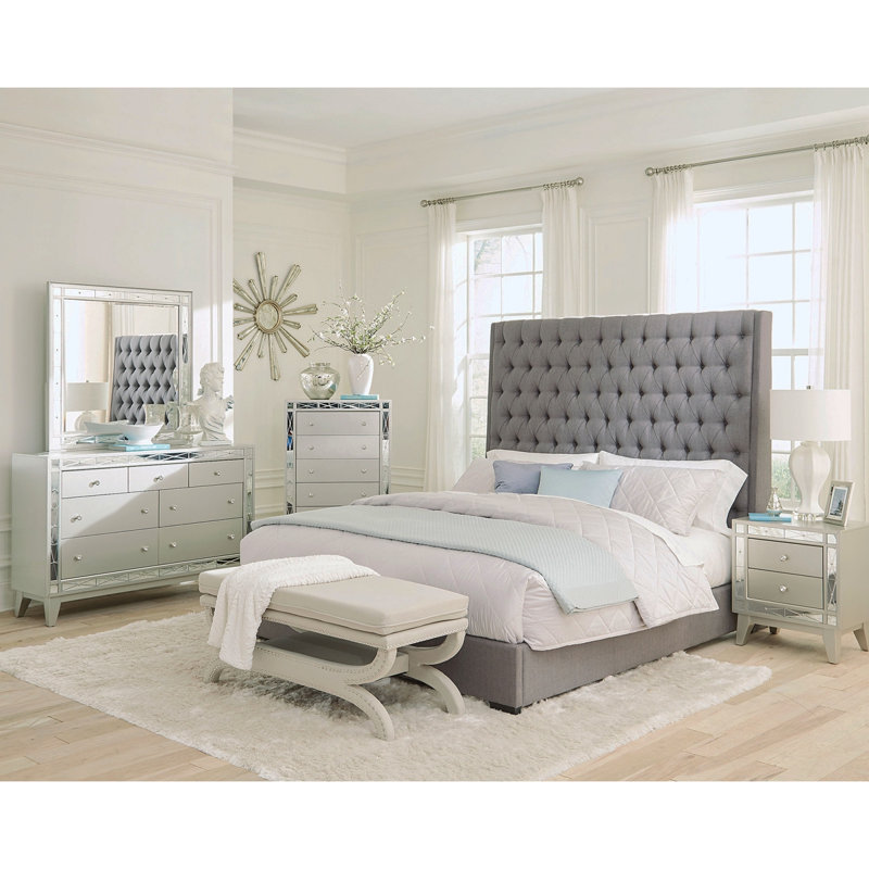 Grey California King Panel Bed