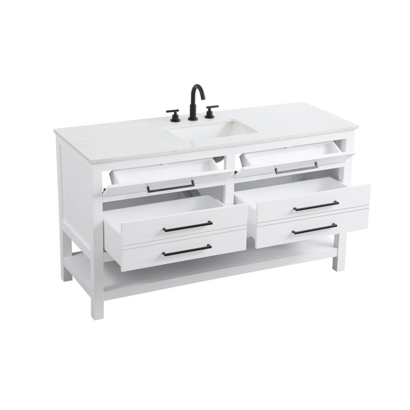 Meuble-lavabo simple 54 po_Moderne_VF60554, Blanc, 60"