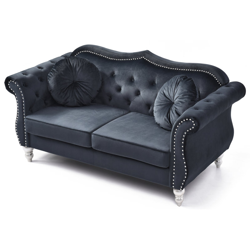 Clouser 67'' Velvet Loveseat, Black