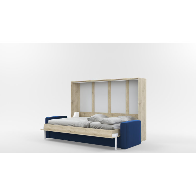 Neidelin Upholstered Bed, Beige/Navy