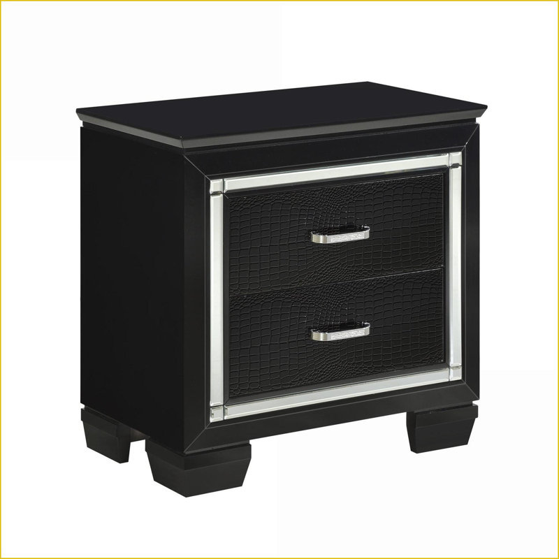 Table de chevet 2 tiroirs Glam, Noir
