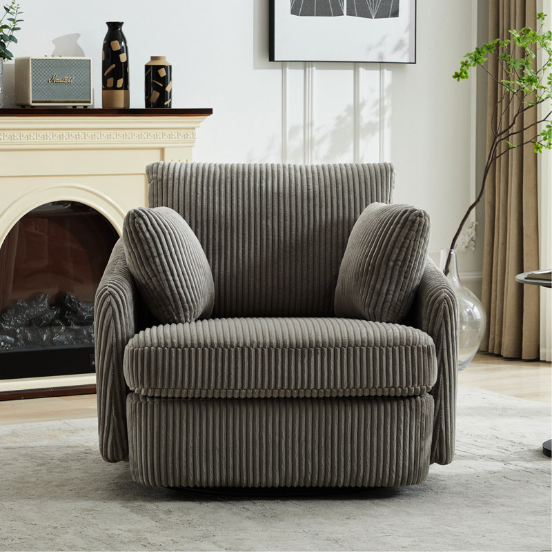 Coussin de siège gris en velours côtelé gris avec siège pivotant - 34,99 po de hauteur