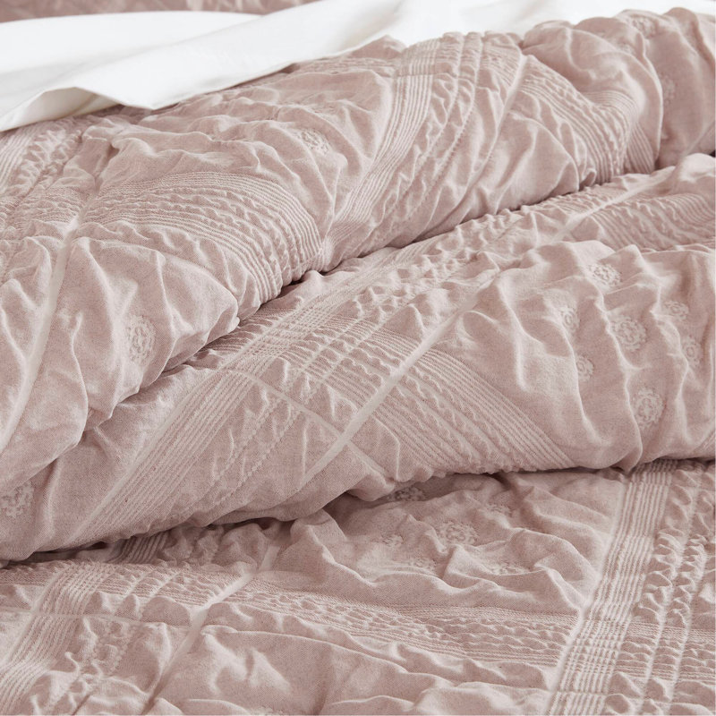 Ensemble d'édredon 5 pièces jacquard sculpté, rose, Queen Comforter  + 4 Additional Pieces