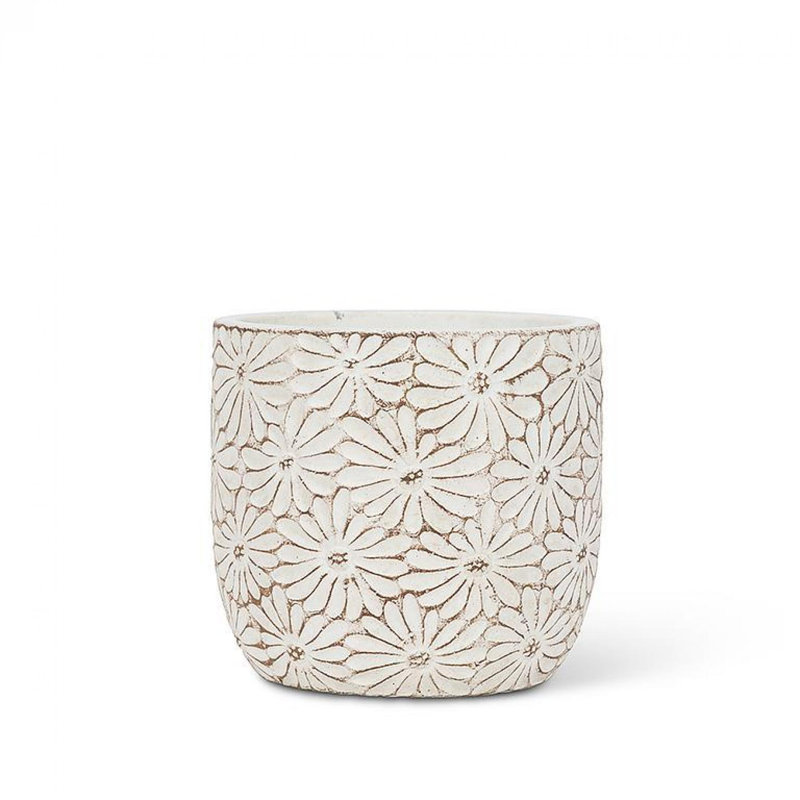 Boîte à fleurs ronde Daisies, H 4 po x l 4,25 po x P 4,25 po