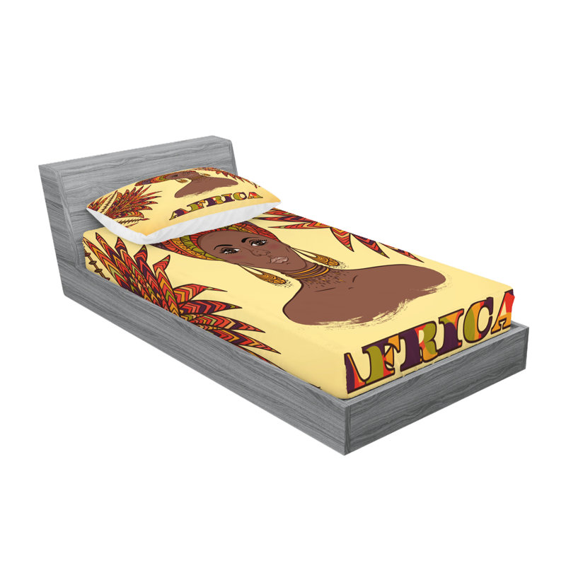 Multicolore drap-housse et coussin décoratif Ambesonne, Ensemble de draps pour lit simple + 5 pièces supp