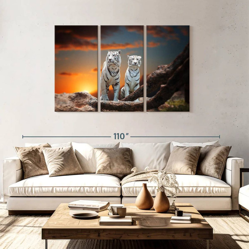 Tigers blancs sauvages de Brampt, H 48 po x l 74 po