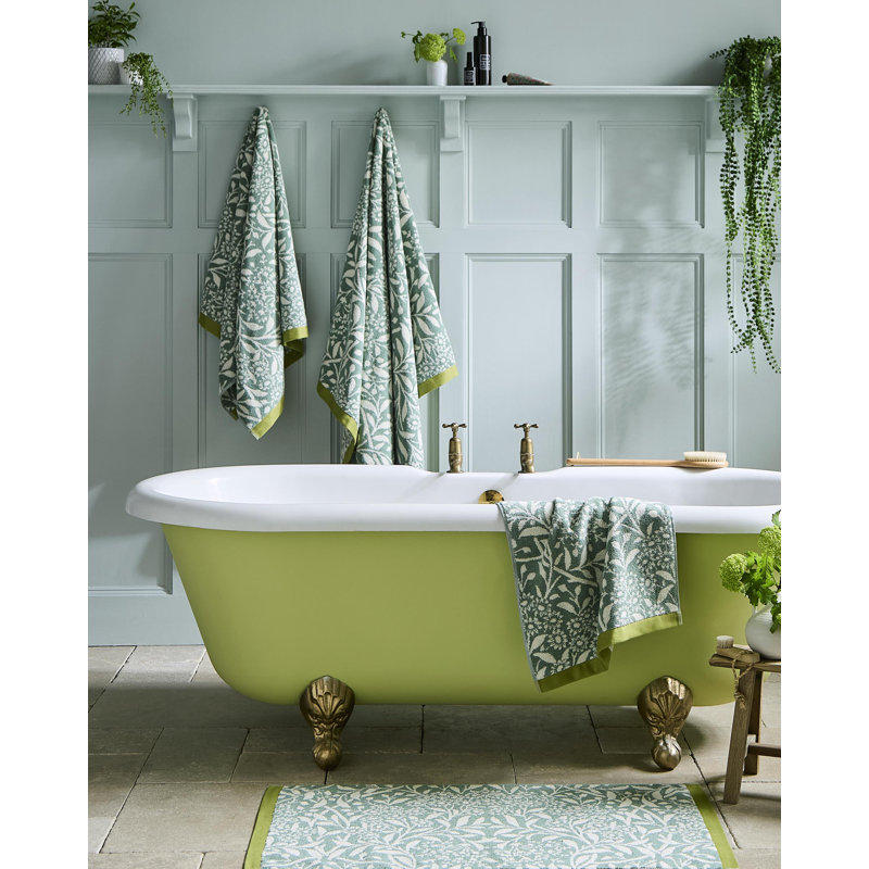 100% Cotton, Bath Towel, Green Floral