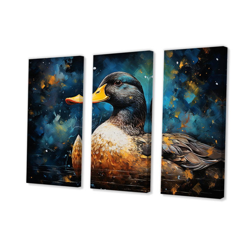 Canard bleu baroque «Elegance I», art mural animaux de canard, H 40 po x l 60 po