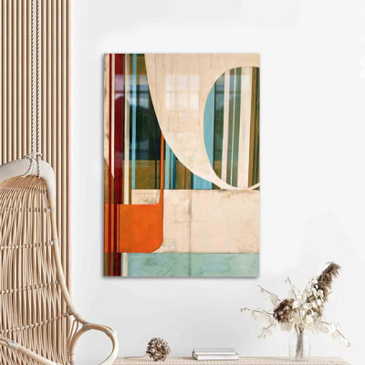 Stylish Geometric Shapes Abstract Wall Art on Tempered Glass for a Modern Touch in Your Living Room or Bedroom Décor