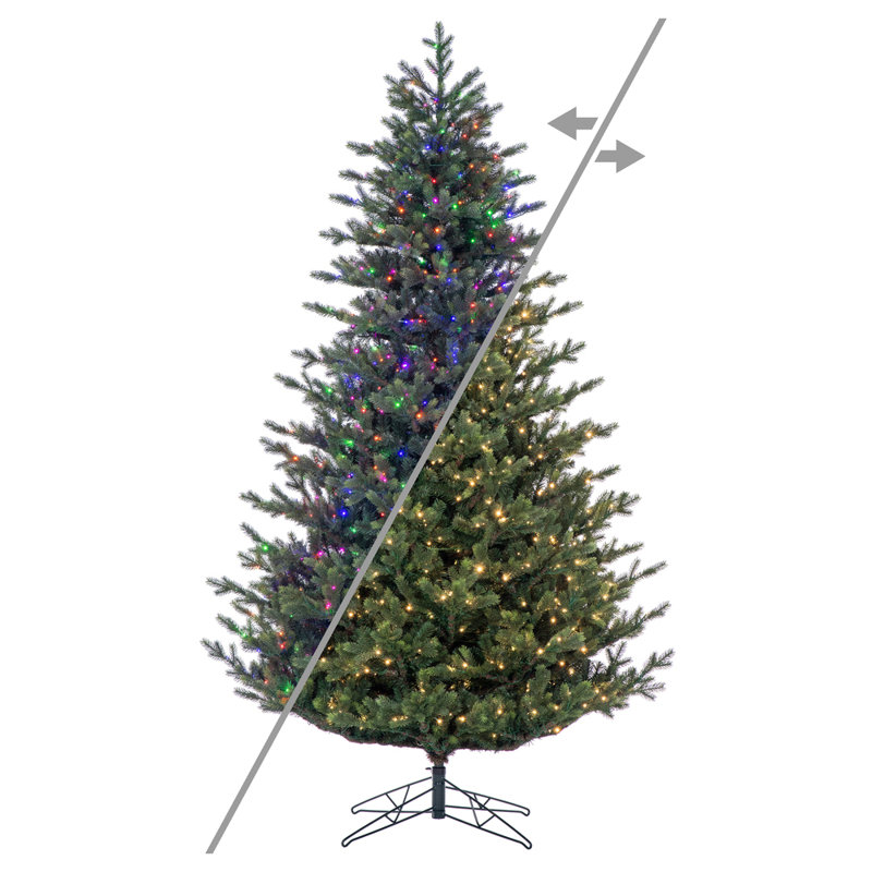 Vickerman 7.5' x 58" Welch Fraser Fir Artificial Pre-Lit Christmas Tree with 1150 LED Color Changing 3mm Low Voltage 6 Function Wide Angle Coaxial Lights