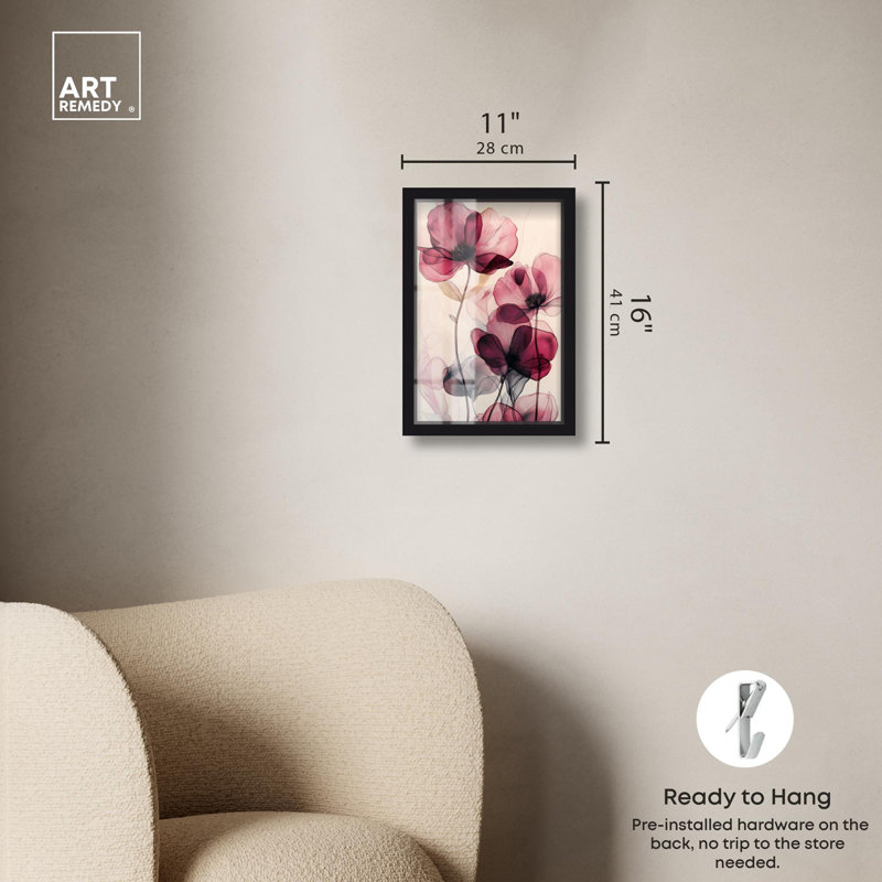«Filigree Flora I Shadowbox Print Flower» par Art Remedy, H 16 po x l 11 po, Noir