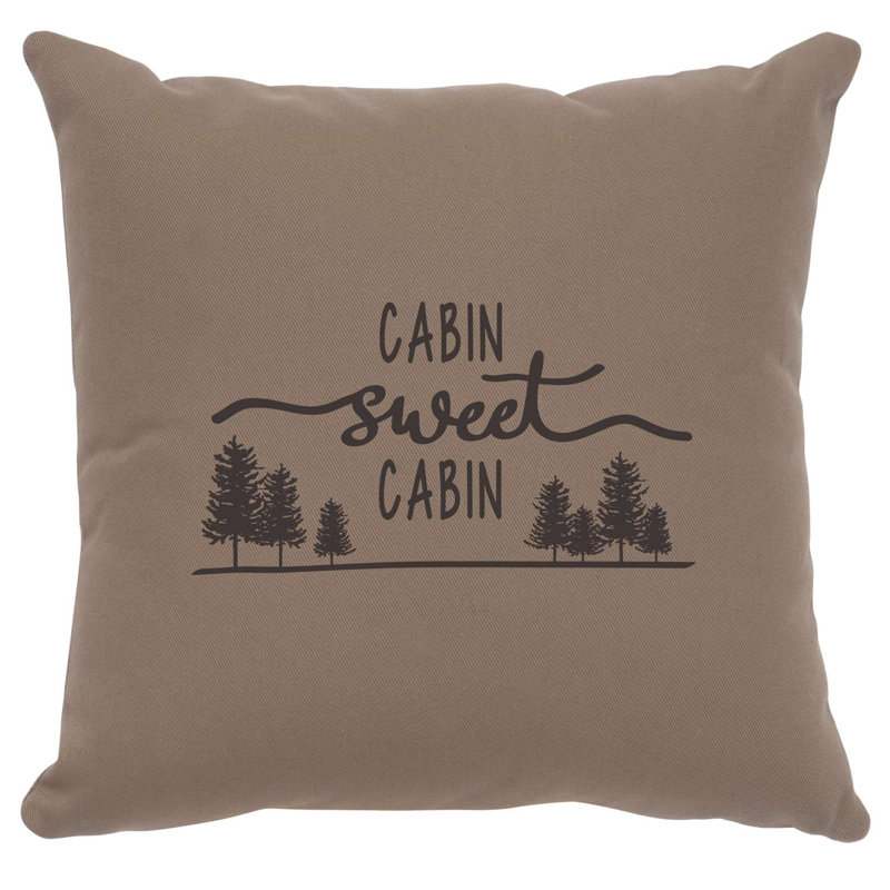 Coussin Wooded River Image - Sweet Cabin - Coton chrome, Gris