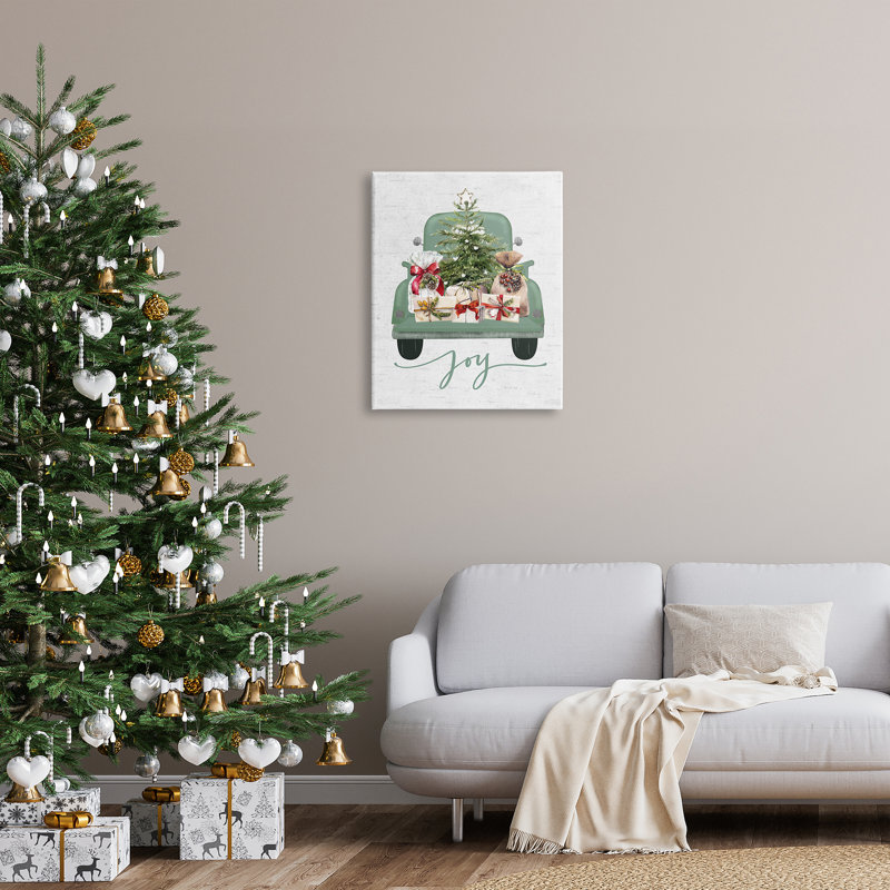 «Rustic Gift Truck With Joy On Canvas» par impression à lettres et doublée, H 30 po x l 24 po x P 1,5 po