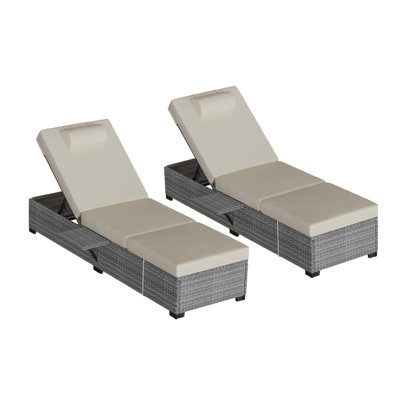 Chaise longue, ensemble de 2 chaises longues d'extérieur