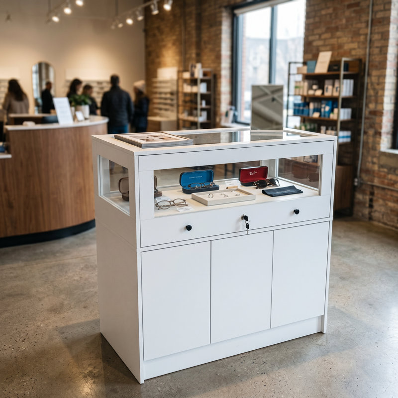 39.4”W Glass Top Kitchen Island