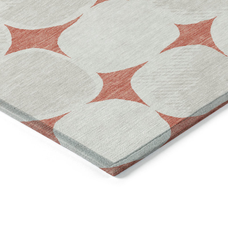 Tapis intérieur lavable abstrait beige et ivoire 10 pi x 14 pi saumon