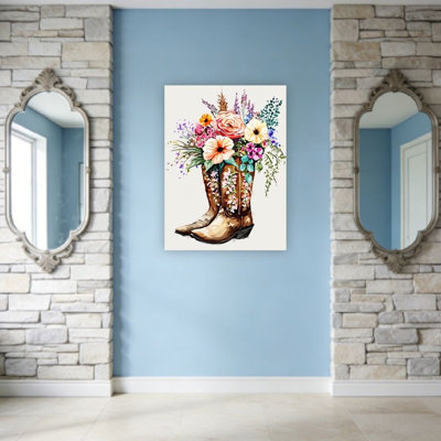 Bouquet de bottes de cowboy champêtre, art mural non encadré, L 36 po x l 24 po