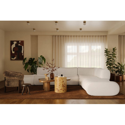 Zenith Cream Upcycled Fabric Modular Large L-sectional