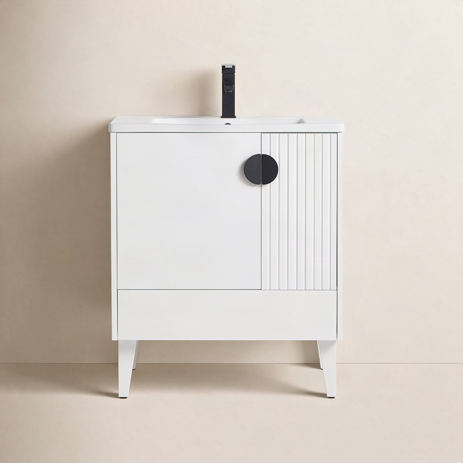 Saimah 30'' Single Bathroom Vanity, White Matte, Black
