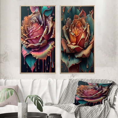 «Modern Blooming Rose», 2 pièces sur toile