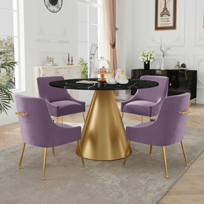 Ensemble de salle à manger à piédestal en marbre 5 pièces