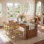 Wood Top Dining Table with Wood Base